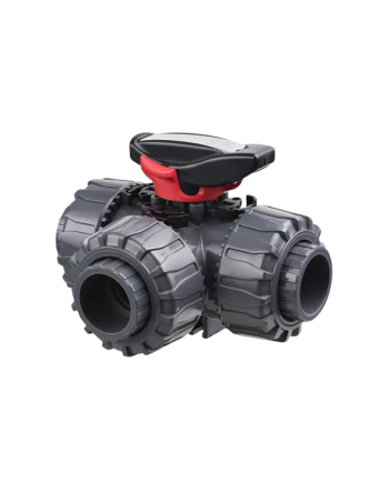 PVC 3-way ball valve with T-port aquaculture france